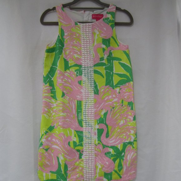 Lilly Pulitzer L 10 12 Flamingo Shift Dress - Picture 1 of 10